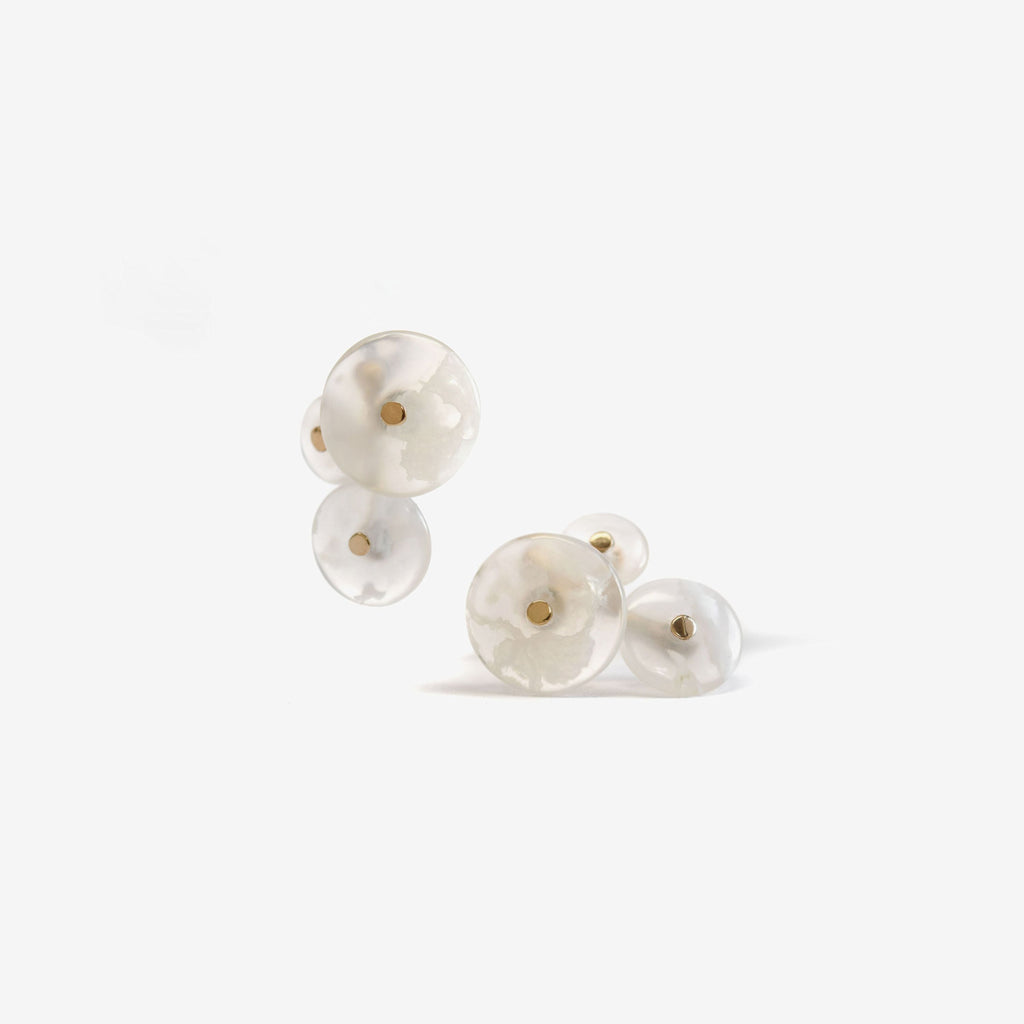 3 part lichen earrings | Ochoco Plume Agate
