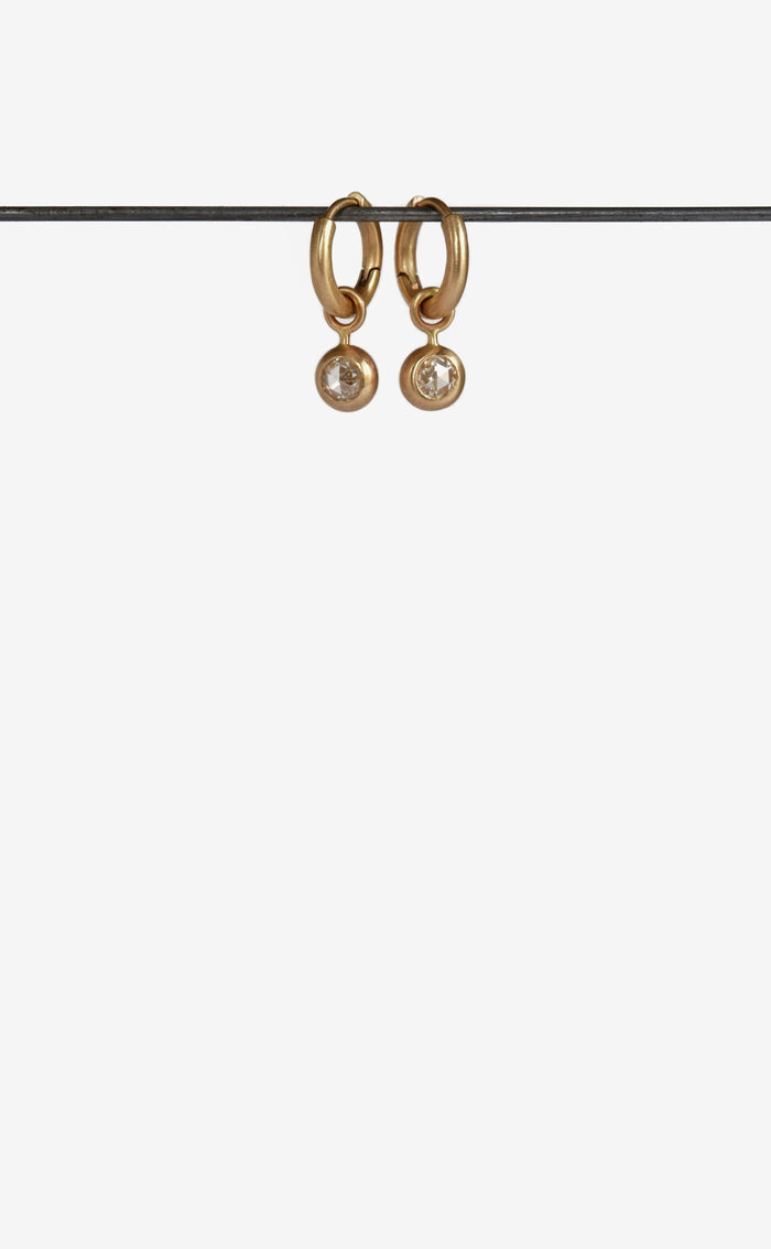 Rose Cut Diamond Gold hoop earrings