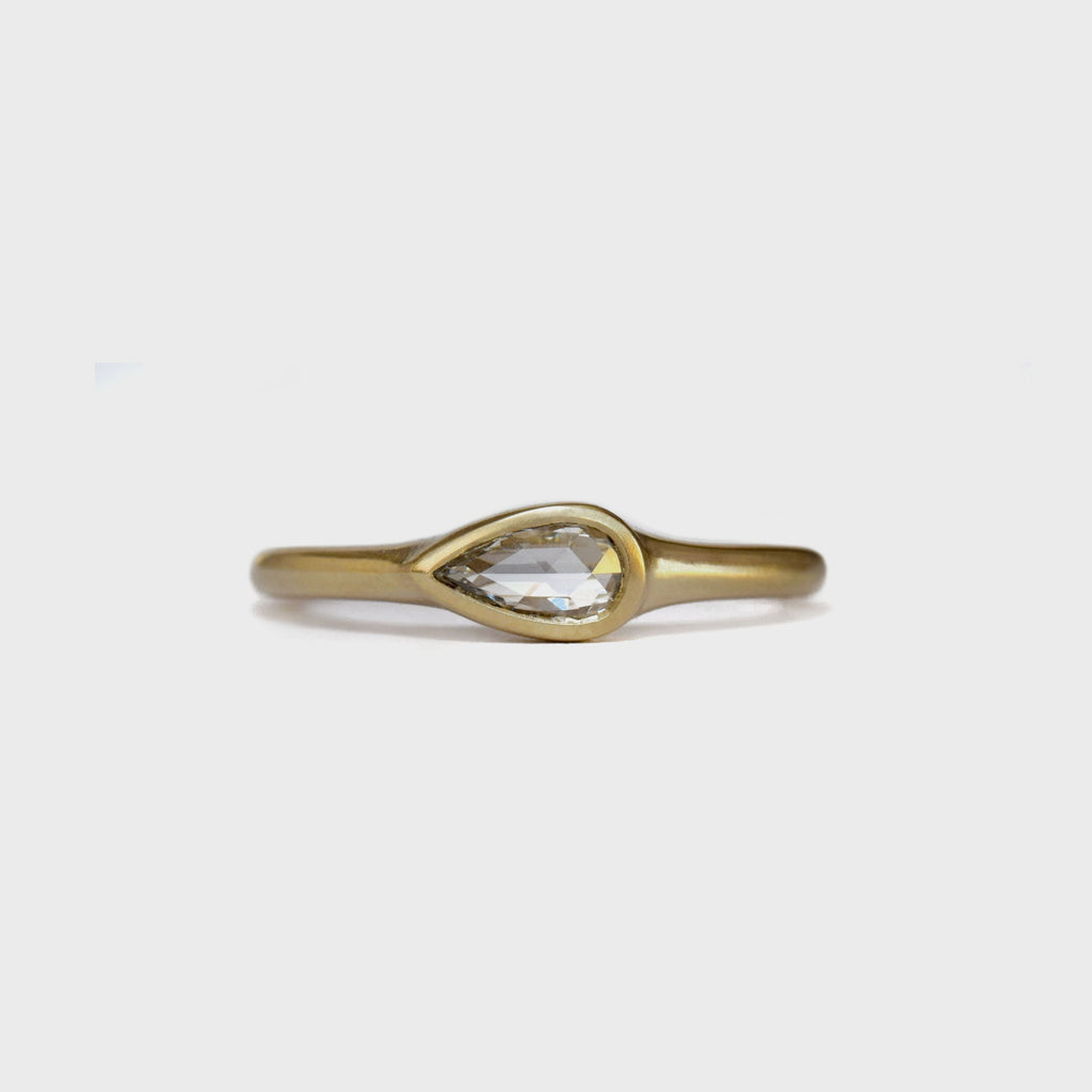 Pear rose cut diamond | 0.25 ct | classic bezel ring