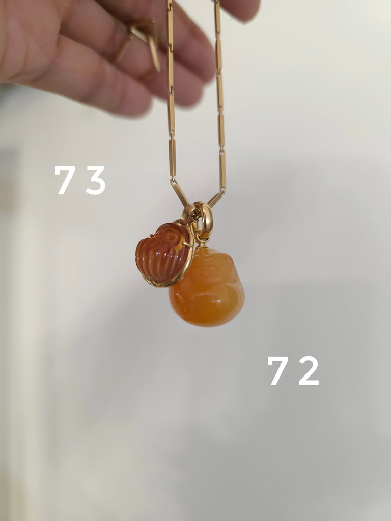 Carnelian & Montana Agate | Carved Daruma
