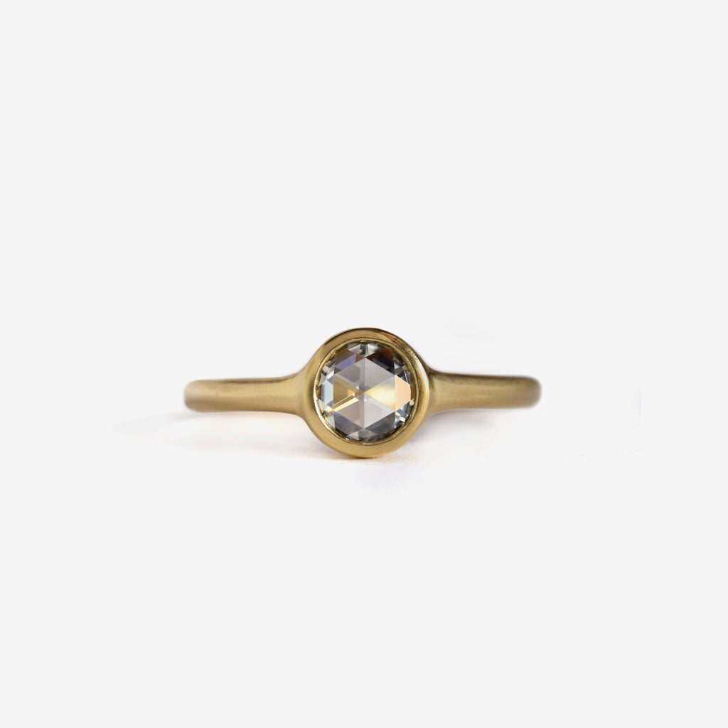 classic rose cut round diamond ring in 18k yellow gold 
