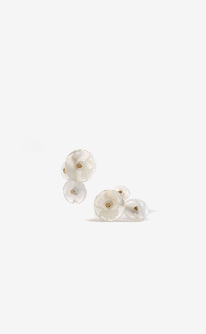 3 part lichen earrings | Ochoco Plume Agate