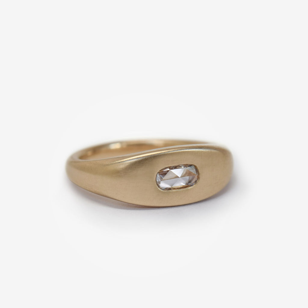 rose cut diamond signet ring