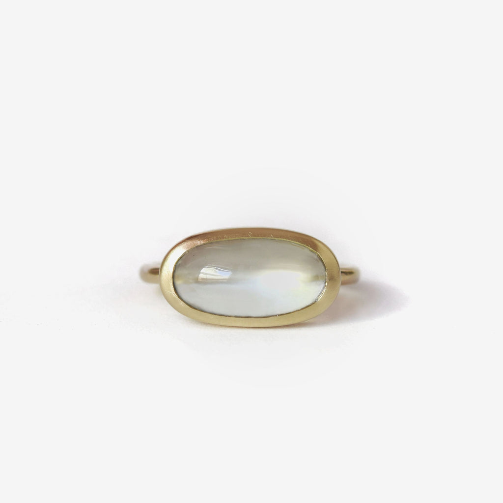 Moonstone cabochon stacking ring in 14k gold