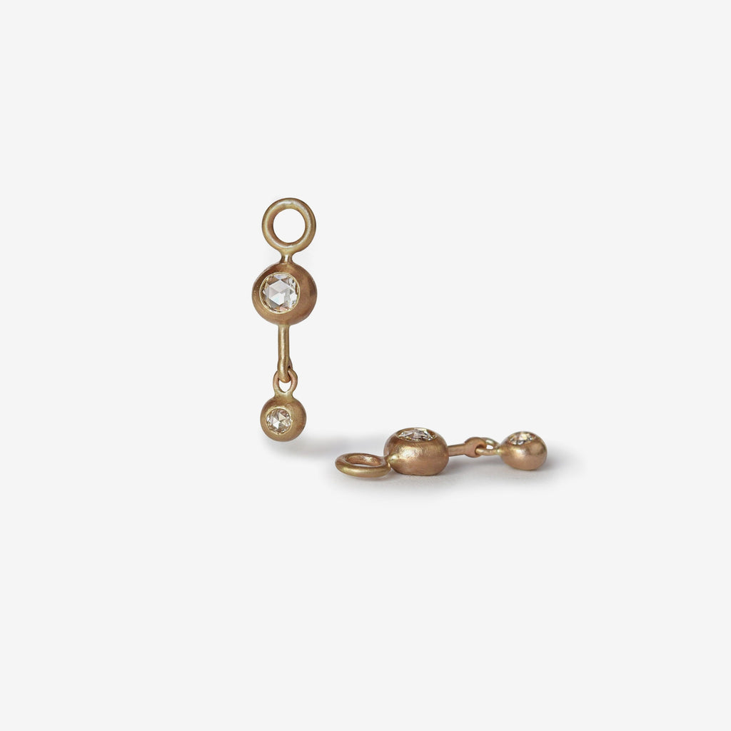 removable rose cut diamond drop gold earrings 