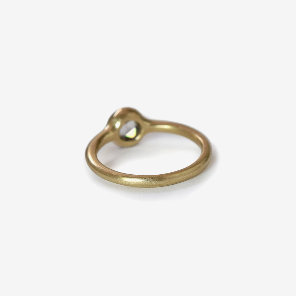 antique rose cut round diamond bezel ring in 18k gold